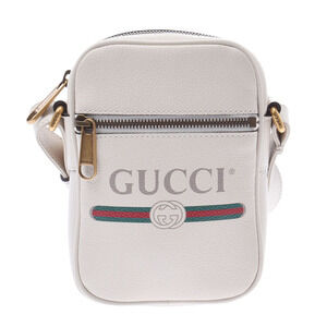 Gucci Webbing Logo Ivory White Leather Shoulder Bag